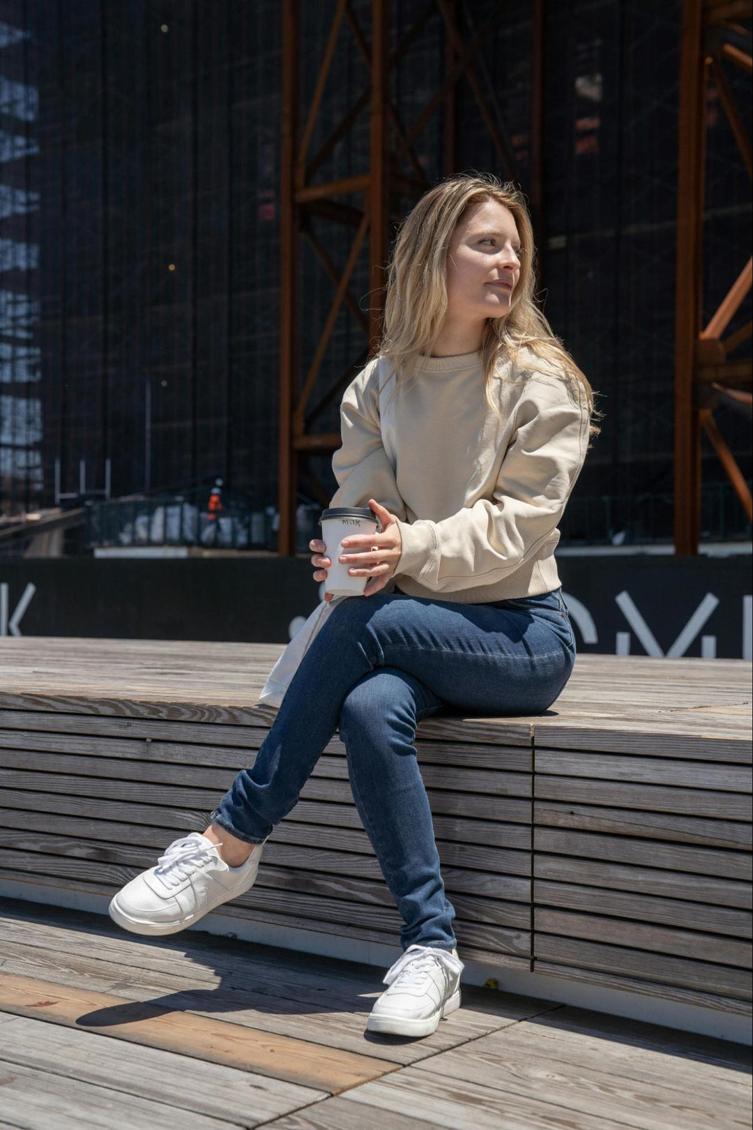 Woman Sitting with Comfortable Shoes